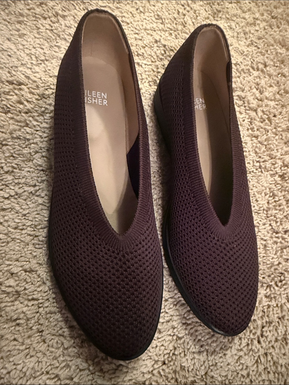 Eileen Fisher Knit Slip-On Flats — Deep Plum